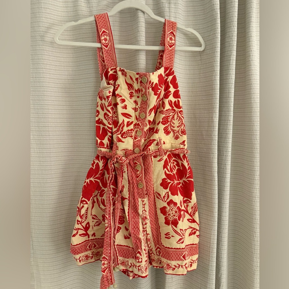 Rachel Zoe Red and Cream Floral Romper